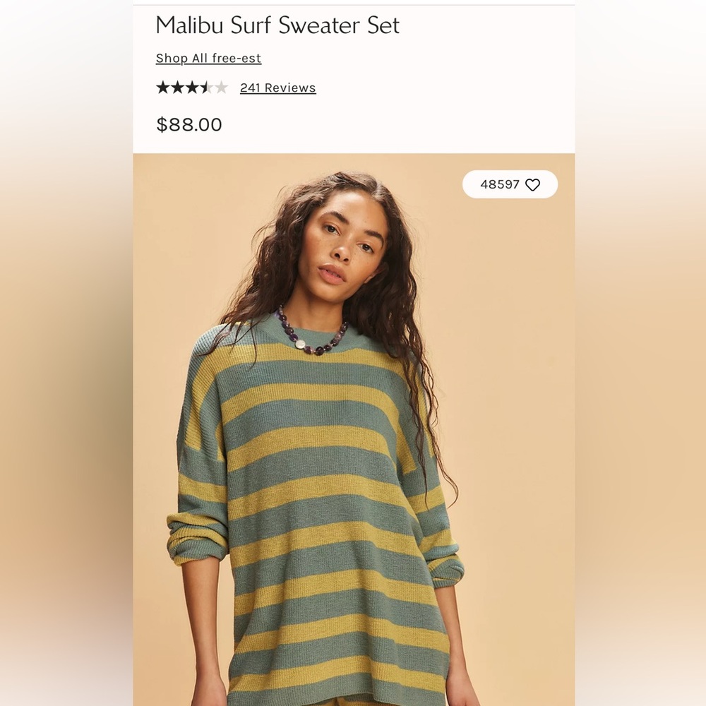 NWT: Free People Beach Malibu Striped Sweater: Sold Out Color